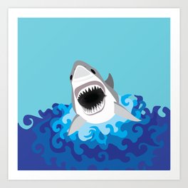Great White Shark Attack Art Print