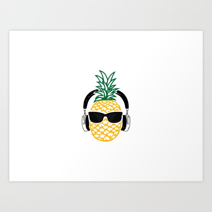 Cool Music Lover Pineapple Design  Art Print