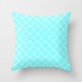 Quatrefoil (White & Aqua Pattern) Throw Pillow