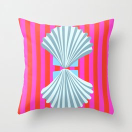 Shell - Colorful Retro Summer Vibes Art Design Throw Pillow