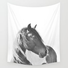 Stallion in black and white Wall Tapestry