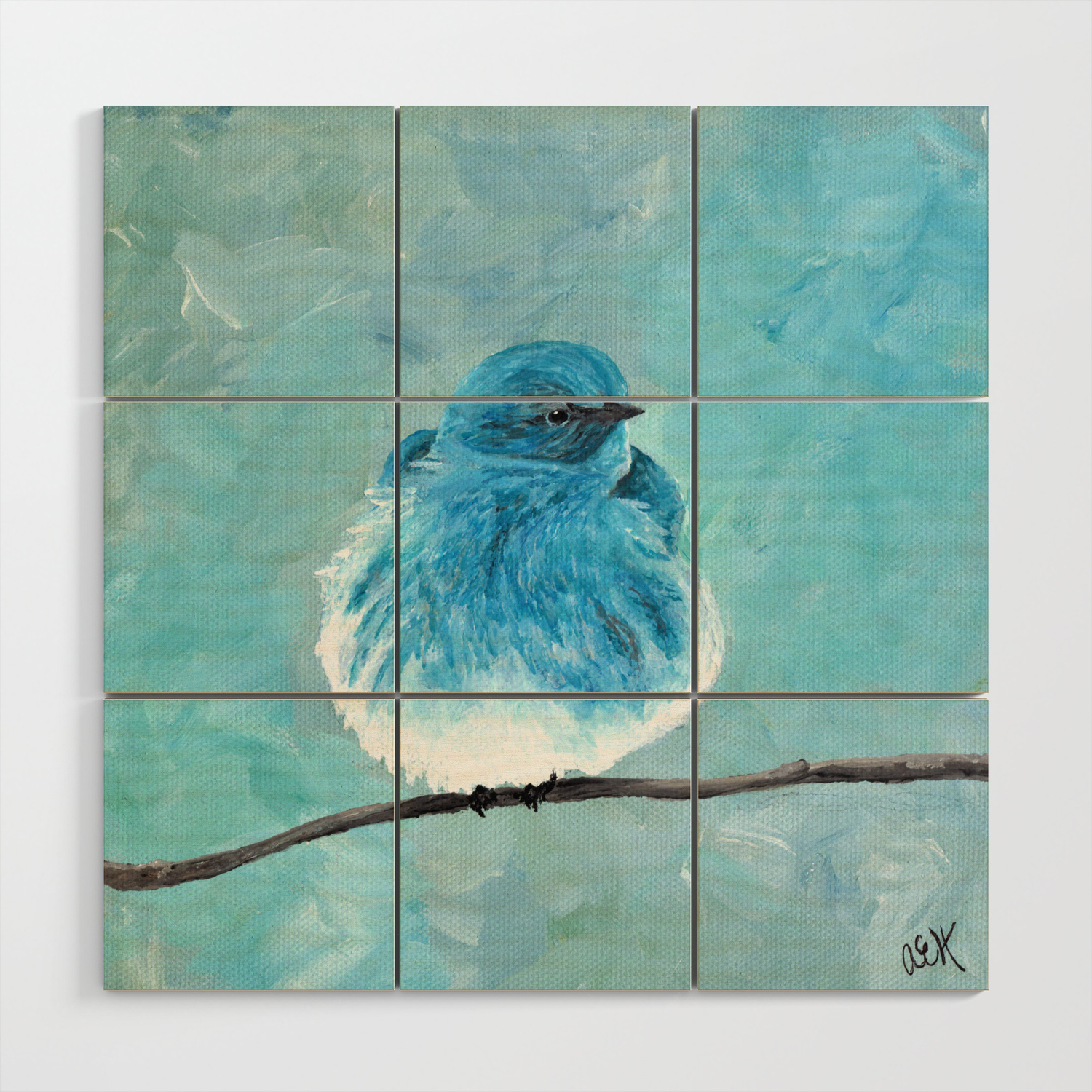 Mountain Bluebird Acrylic Art Blue Bird Painting Bird On A