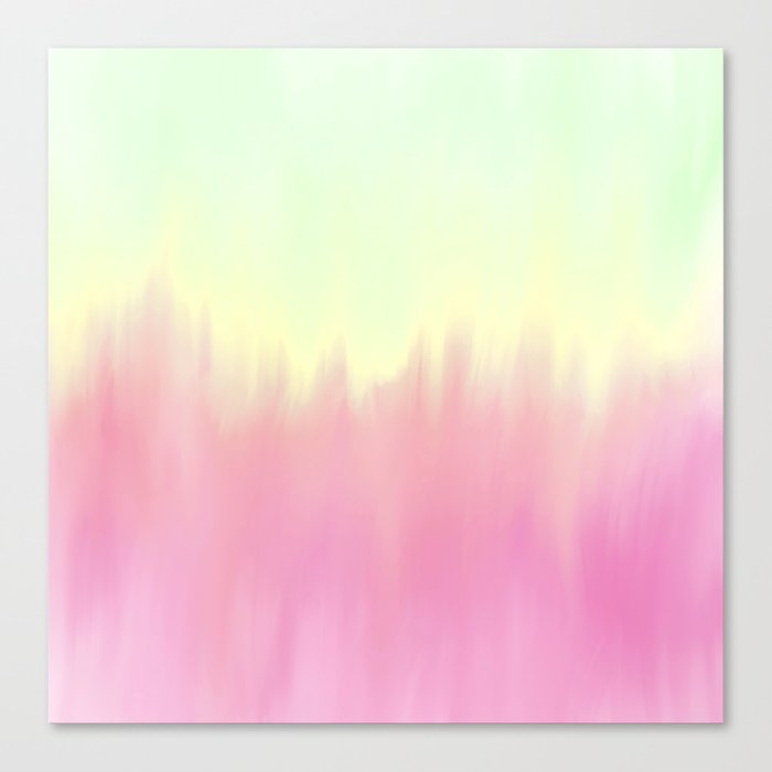 Modern Pastel Pink Lavender Green Watercolor Brushstrokes Ombre Canvas Print