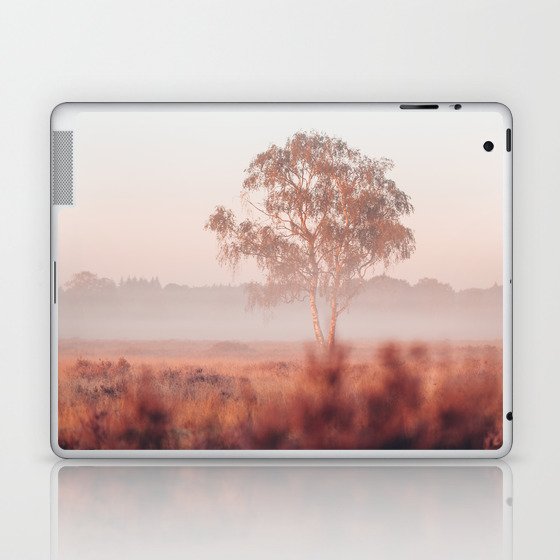 Foggy sunrise on the heath | Nature Laptop & iPad Skin