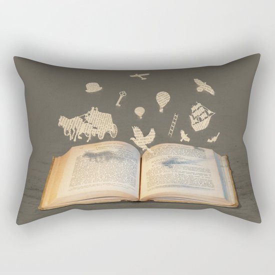 Words Take Flight (on Grey) Rectangular Pillow