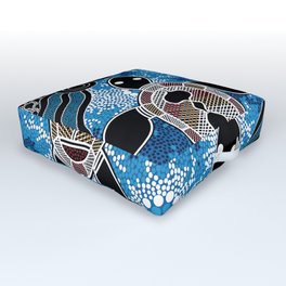 Authentic Aboriginal Art - Sea Turtles Outdoor Floor Cushion