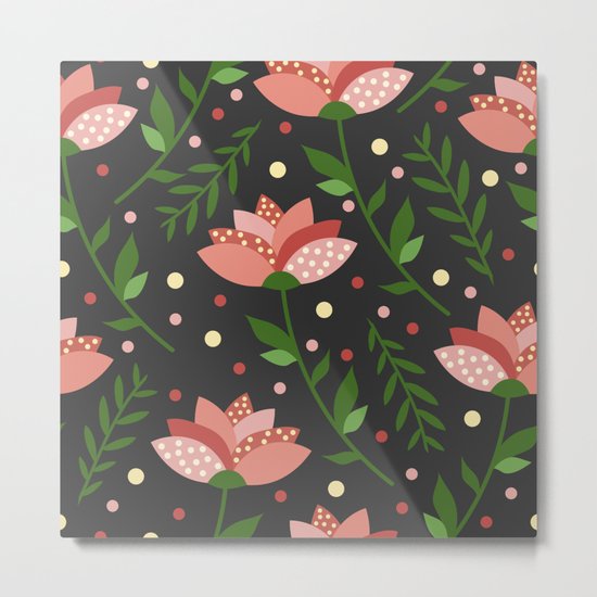 Floral grey pattern. Metal Print