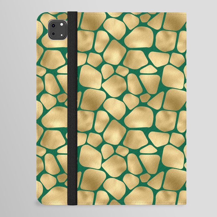 Gold Green Giraffe Skin Print iPad Folio Case