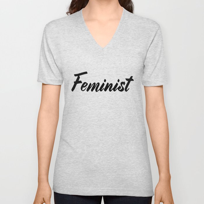 Feminist (on white) V Neck T Shirt