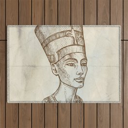 Bust of Nefertiti hand drawn Outdoor Rug