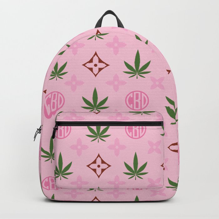 Pink Marijuana tile pattern. Digital Illustration background Backpack