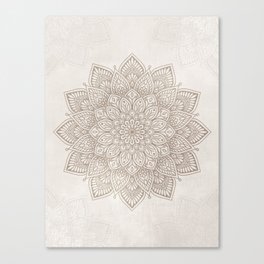 Beige Taupe Mandala, Floral Graphic Design Canvas Print