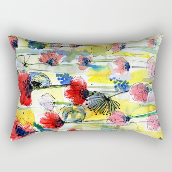 Poppy Floral Rectangular Pillow