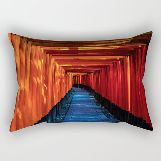 blue orange temple Rectangular Pillow