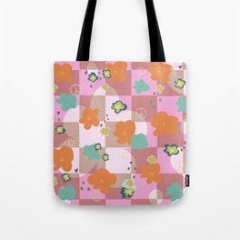 70's floral peace hearts Tote Bag