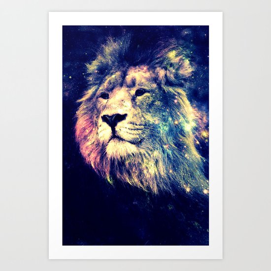 Galaxy Lion : Deep Pastels Art Print