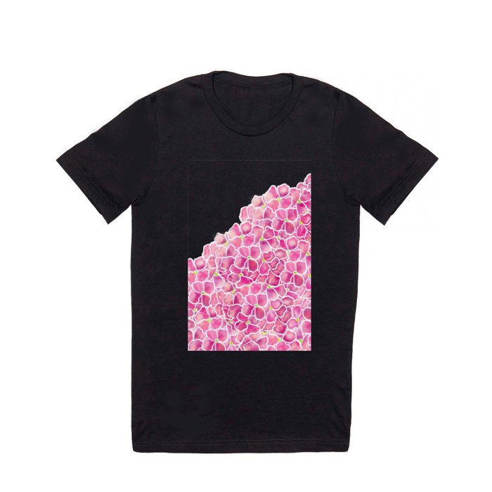 Modern pink watercolor hydrangea flowers pattern T Shirt