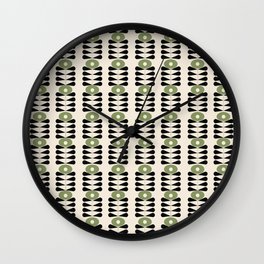 Sage green mid century 50s retro flower pattern Wall Clock