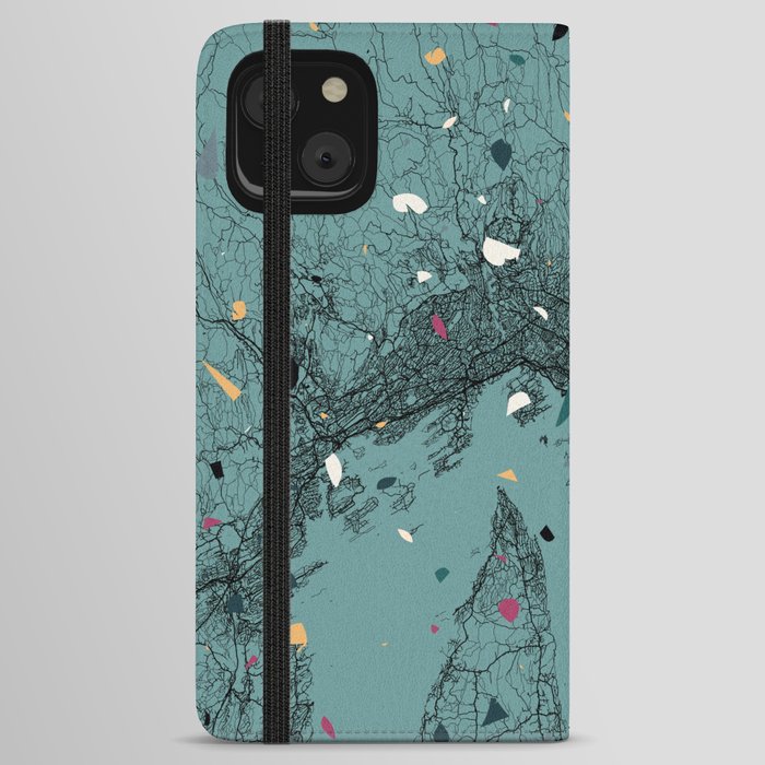Oslo City Map. Norway. Collage Terrazzo iPhone Wallet Case