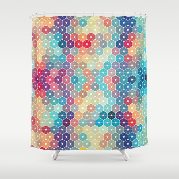 Abstract Colorful Geometric Pattern Shower Curtain By Cimeries