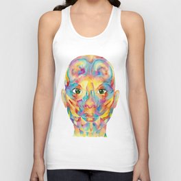 Anatomy of facial muscles expression skull Print Modern Watercolor Unisex Tank Top