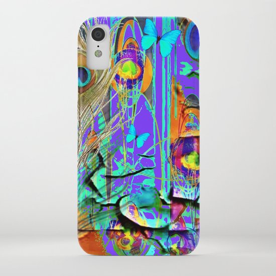 Blue Butterfly Shabby Chic Peeling Peacock Purple Wallpaper Iphone Case By Sharlesart Society6