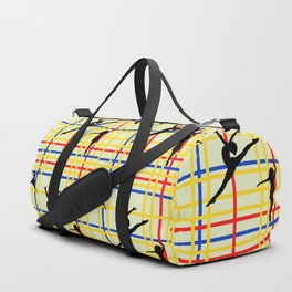 Dancing like Piet Mondrian - New York City I. Red, yellow, and Blue lines on the light green background Duffle Bag