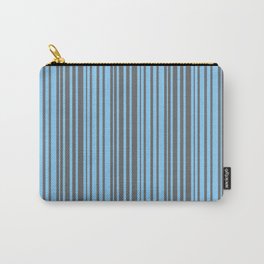 [ Thumbnail: Dim Gray and Light Sky Blue Colored Striped/Lined Pattern Carry-All Pouch ]