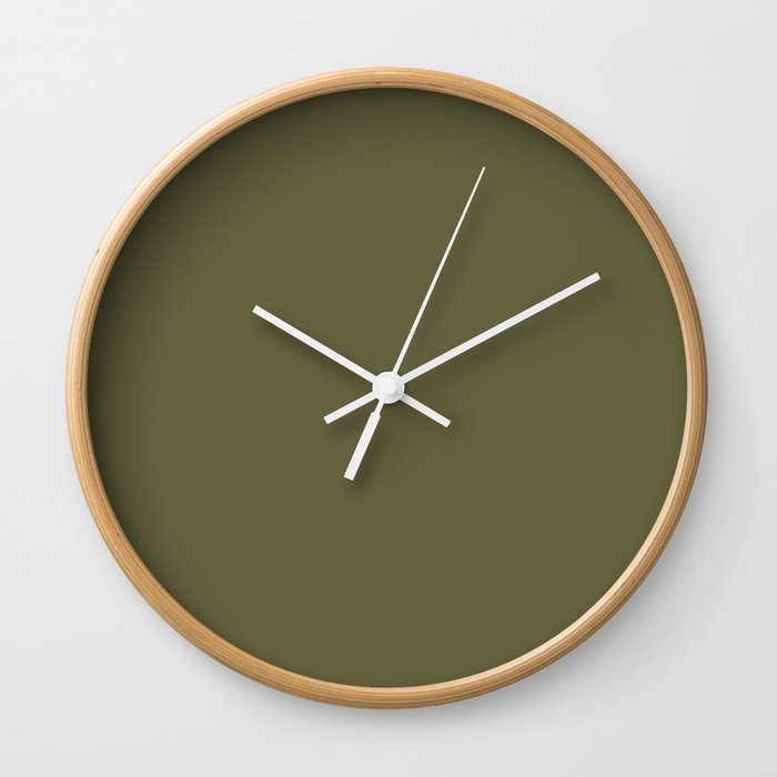 Dark Green-Brown Solid Color Pantone Sphagnum 18-0529 TCX Shades of Green Hues Wall Clock