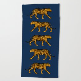 Tigers (Navy Blue and Marigold) Beach Towel