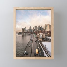 Manhattan Views and the Brooklyn Bridge | New York City Skyline | Travel Photography Framed Mini Art Print