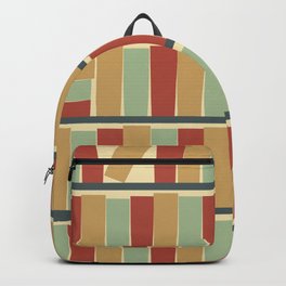 bookshelf (light and dark green, golden and reddish brown, cream) Backpack