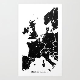 Europe Map (woodcut) Art Print