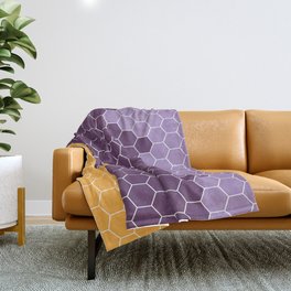 Honeycomb Purple Violet Yellow Hive Throw Blanket