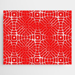 Chladni Pattern White on Red Jigsaw Puzzle