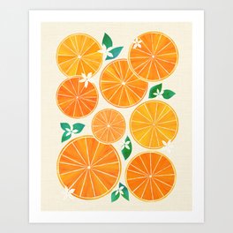 Orange Slices With Blossoms Art Print