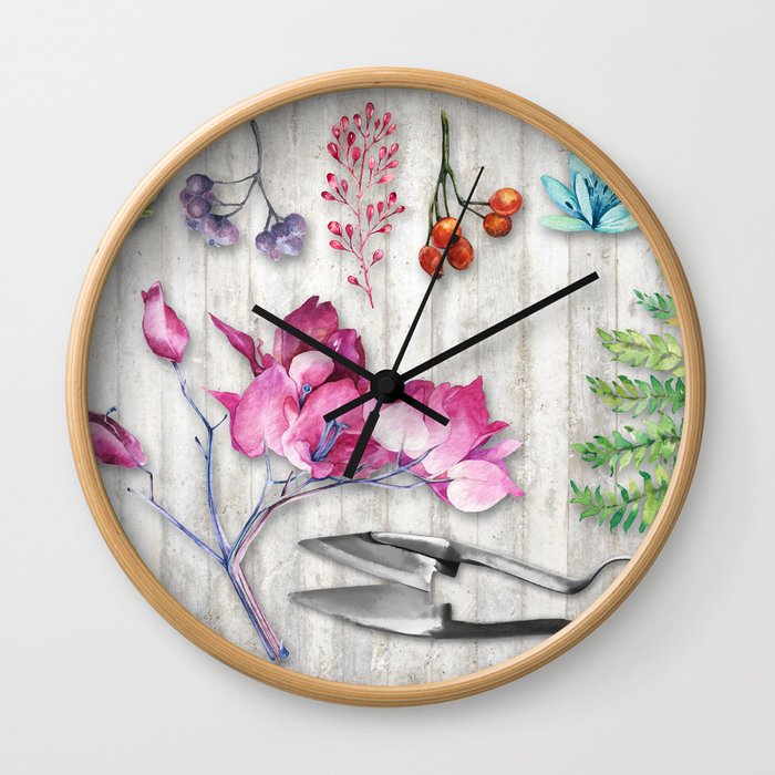 Botanica Plants and Flowers II Wall Clock