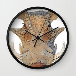 Warthog Phacochoerus Face Mammal Horrid Crushed Doormat Texture Wall Clock