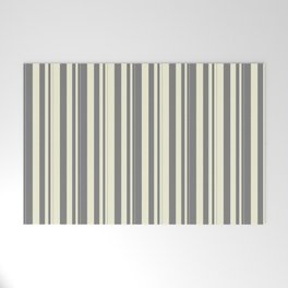 [ Thumbnail: Gray & Beige Colored Striped/Lined Pattern Welcome Mat ]