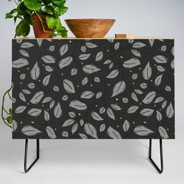 Luxurious grey and yellow leaves and dots pattern Credenza