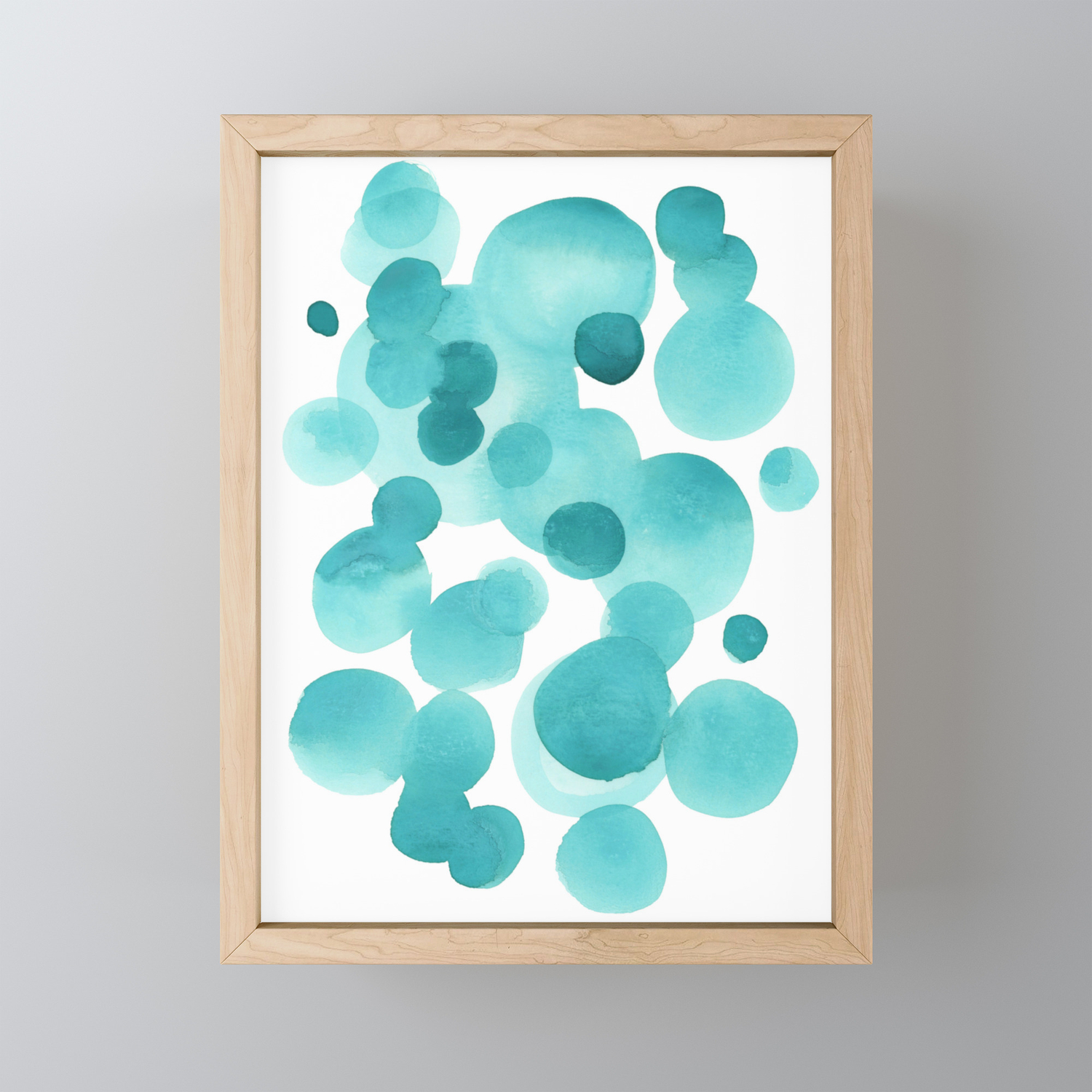Aqua Bubbles: Abstract Turquoise Watercolor Painting Framed Mini Art Print By Pemberley Jones | Society6