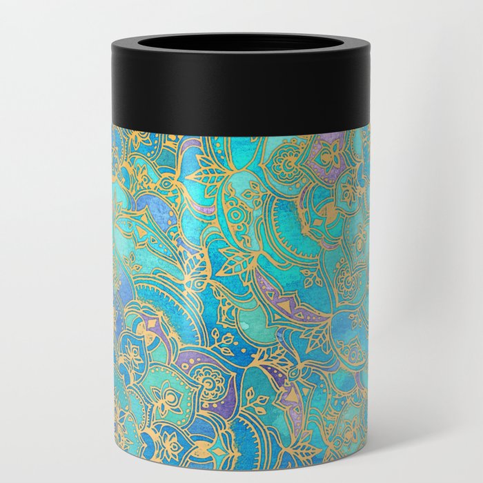 Sapphire & Jade Stained Glass Mandalas Can Cooler