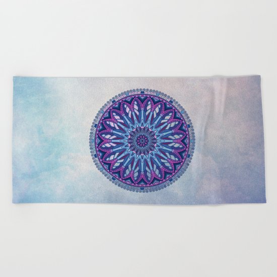 Iris Mandala Beach Towel