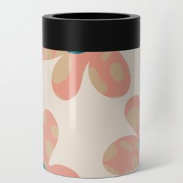 Cute Retro Daisy Floral Pink Pattern Can Cooler