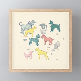 Retro Dogs and Cats Framed Mini Art Print