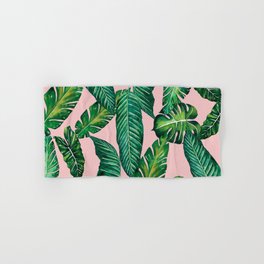 Jungle Leaves, Banana, Monstera II Pink #society6 Hand & Bath Towel