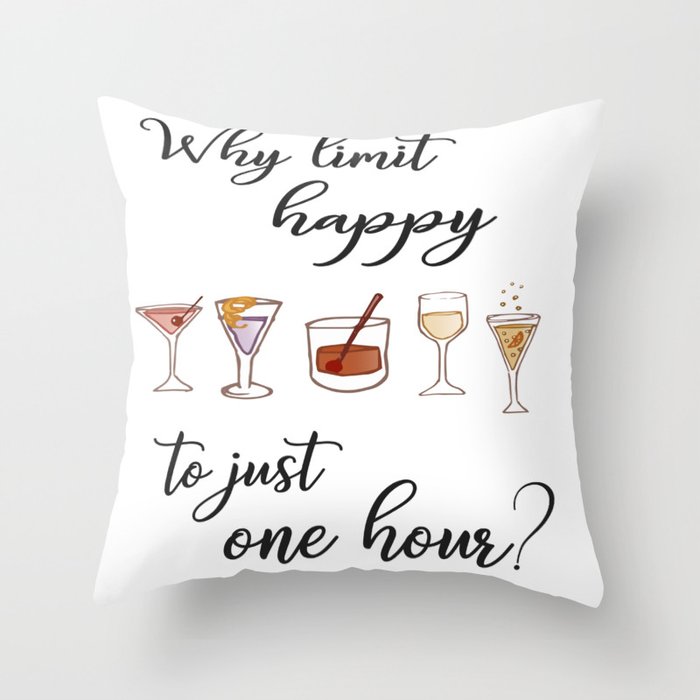 Happy Hour Print Throw Pillow