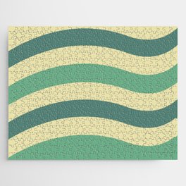 Retro Style Minimal Lines Background - Shiny Shamrock and Wintergreen Dream Jigsaw Puzzle