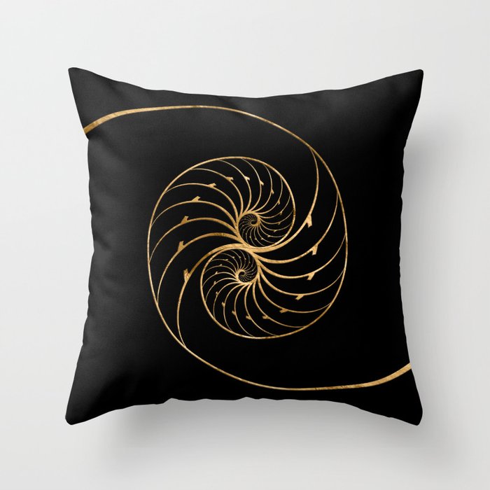 Nautilus Shells - Golden Pair Throw Pillow