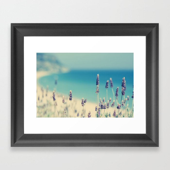 Beach - Lavender Blues - Flower Print - Ocean Sea photography by Ingrid Beddoes Framed Art Print
